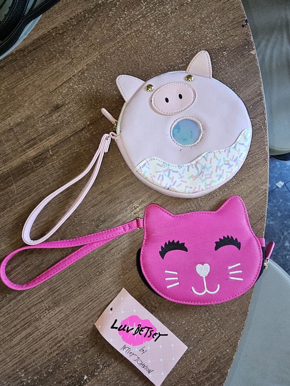 Luv Betsy Kitsch Wristlet Bundle Hot Pink Cat Wallet Card Holder Pig Donut Read
